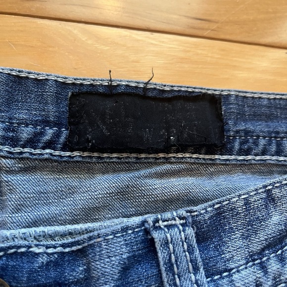 TK AXEL Vintage Boot Jeans Mens 38x32 Distressed Whiskers Faded Flap Pocket Logo - Picture 2 of 14